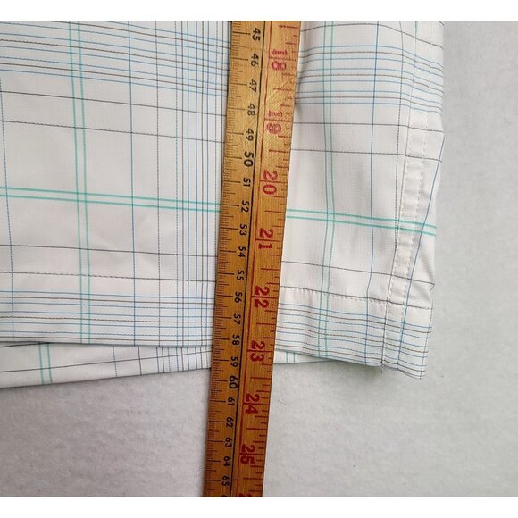 Nike Golf Plaid Performance Shorts Mens Sz 40 White Blue Gray Green Lightweight - Picture 9 of 10